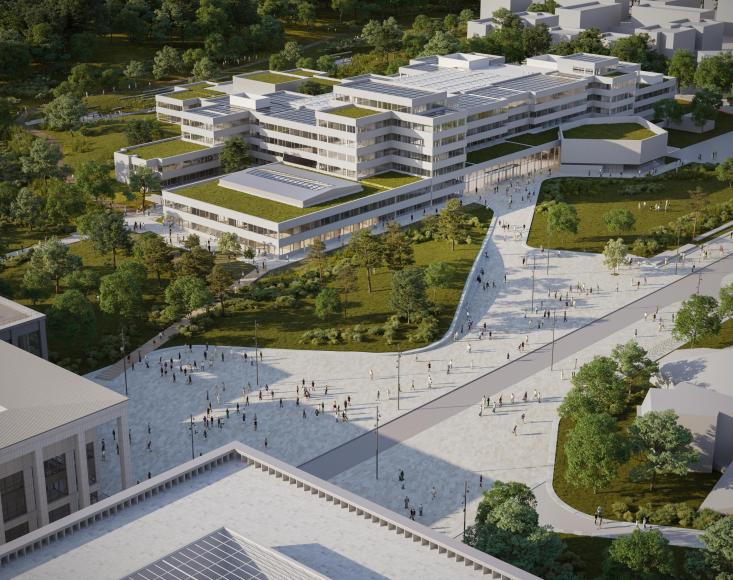 CentraleSupelec- Perspective Aerienne bâtiment Breguet