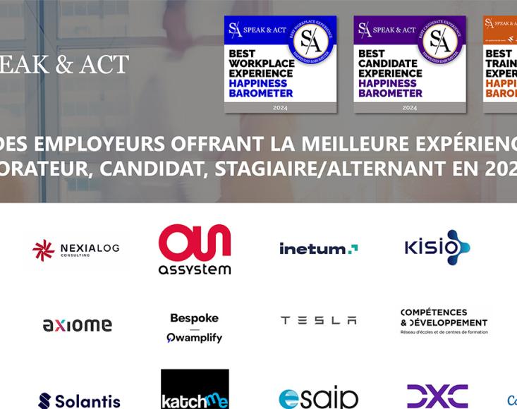 logos des meilleurs des meilleurs employeurs en 2024 selon Speak and Act