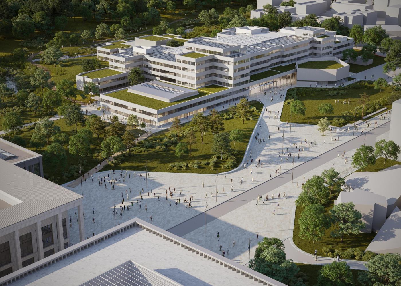 CentraleSupelec- Perspective Aerienne bâtiment Breguet