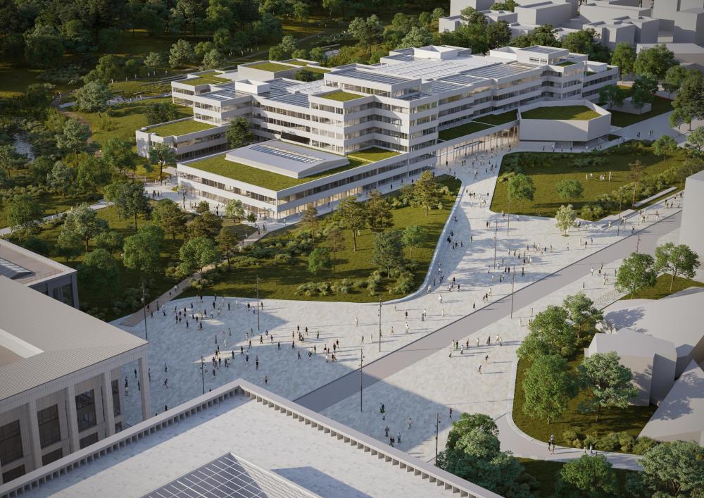 CentraleSupelec- Perspective Aerienne bâtiment Breguet